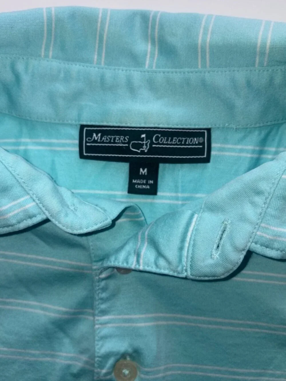 Men's Masters Collection Pima Cotton Stripe Polo Teal Golf Augusta size Medium
